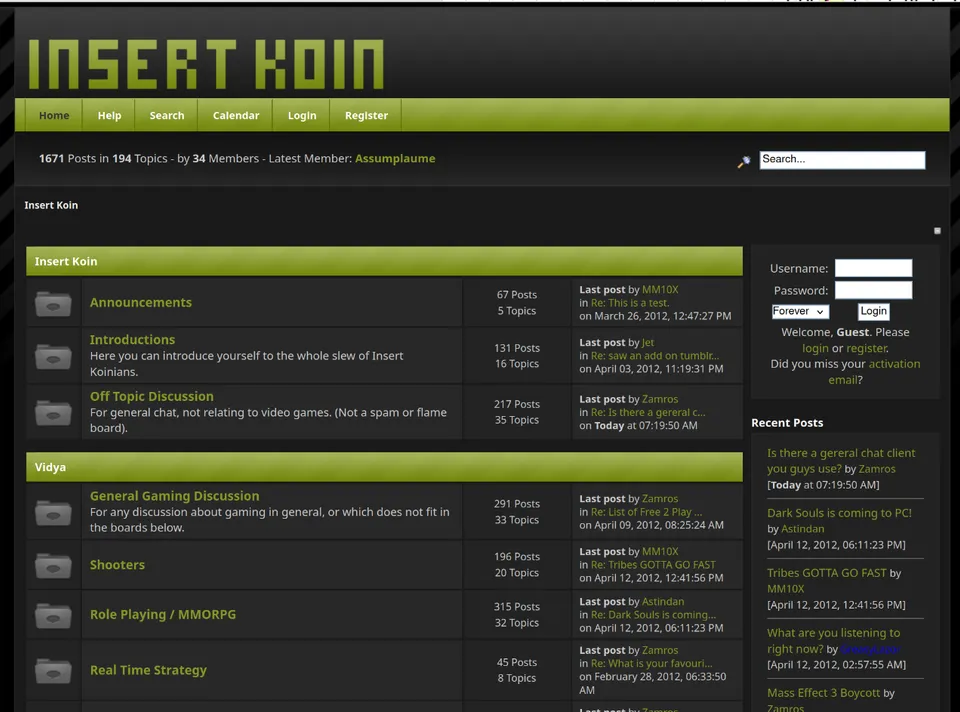 Screenshot of Insert Koin forum